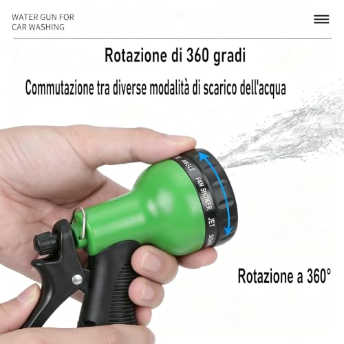 Detalle de Tubo Giardino Estensibile XIBALOM 15 m (50 ft) con Pistola Spruzzo 8 Funzioni