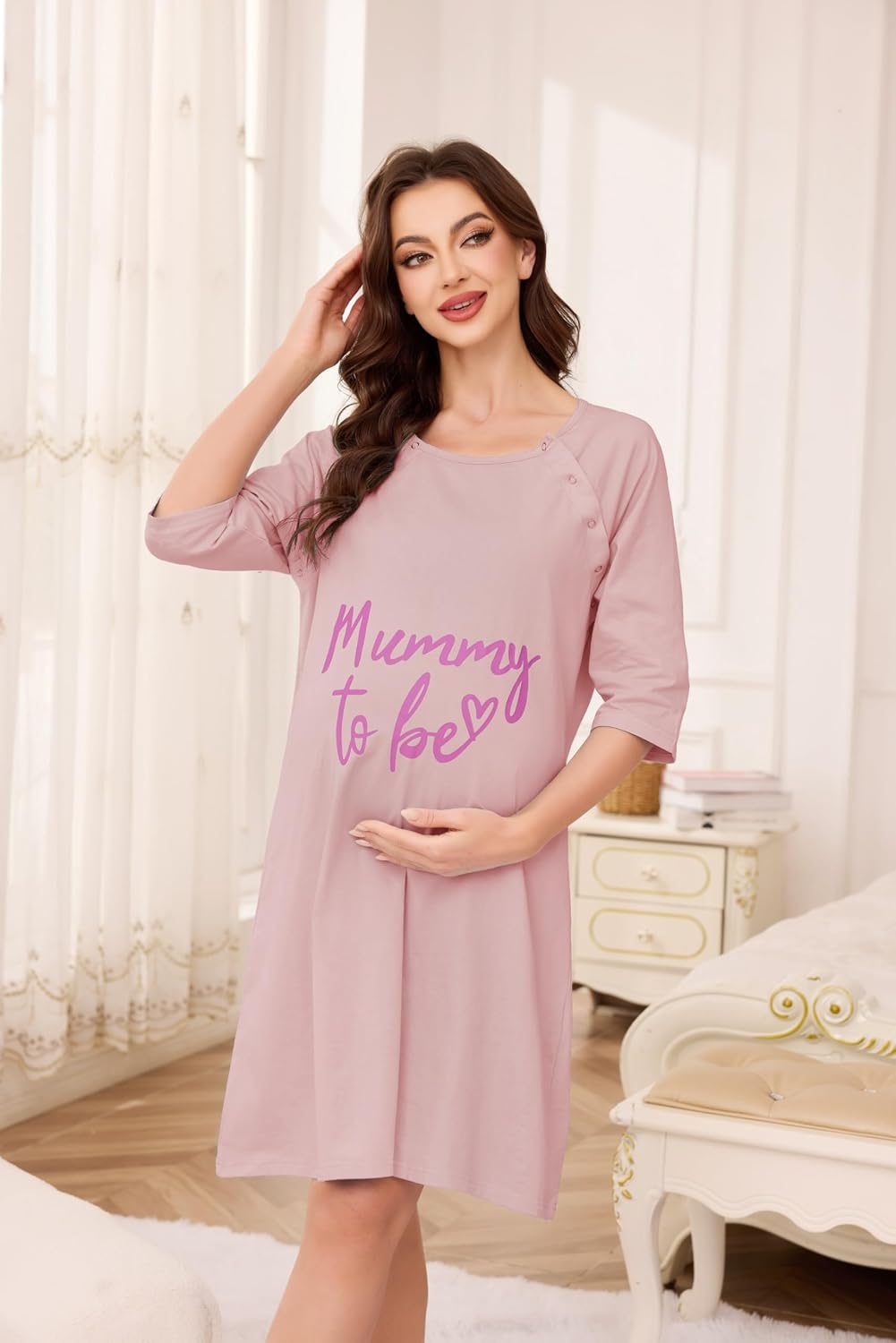 Thumbnail 1 de Vlazom Women 3 in 1 Cotton Nursing/Delivery/Labour/Maternity Nightgown