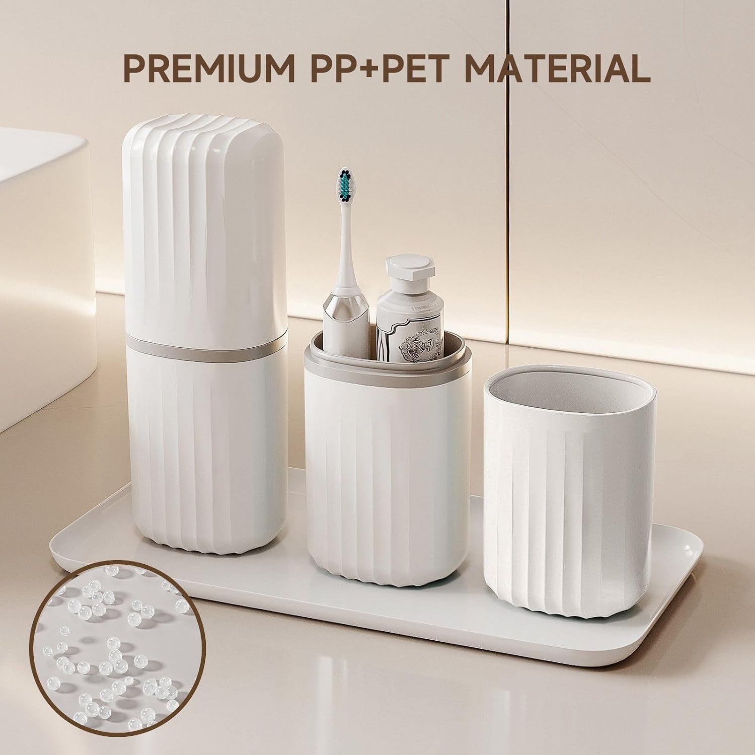 Detalle de Topavatop TH-Top 2-in-1 Toothbrush Travel Case and Rinse Cup, White
