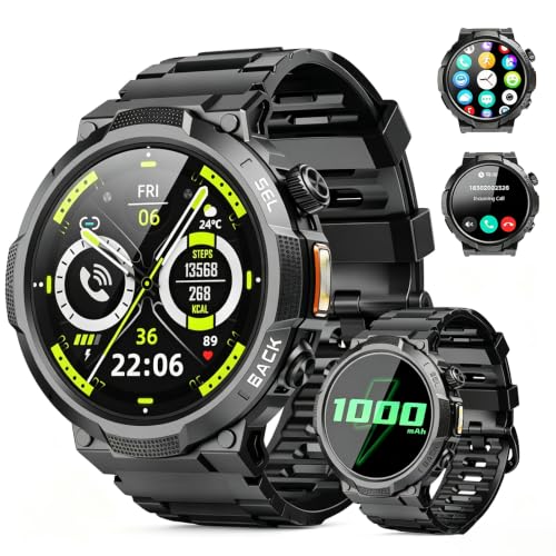 Detalle de Reloj Inteligente Soudorv para Hombre con Linterna | Militar, 1.53'', 1000mAh, IP68, Llamadas Bluetooth y 100+ Modos Deportivos