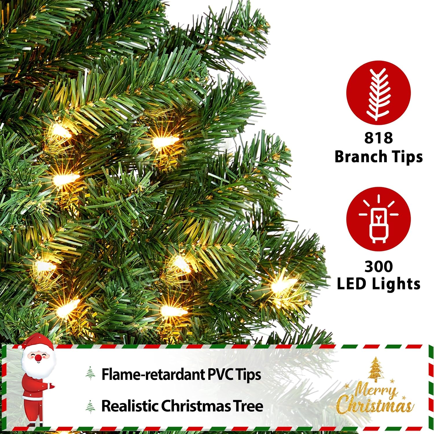 Detalle de Yaheetech HWOA-100/2FR(0.2A) 6-ft Pre-Lit Spruce Christmas Tree