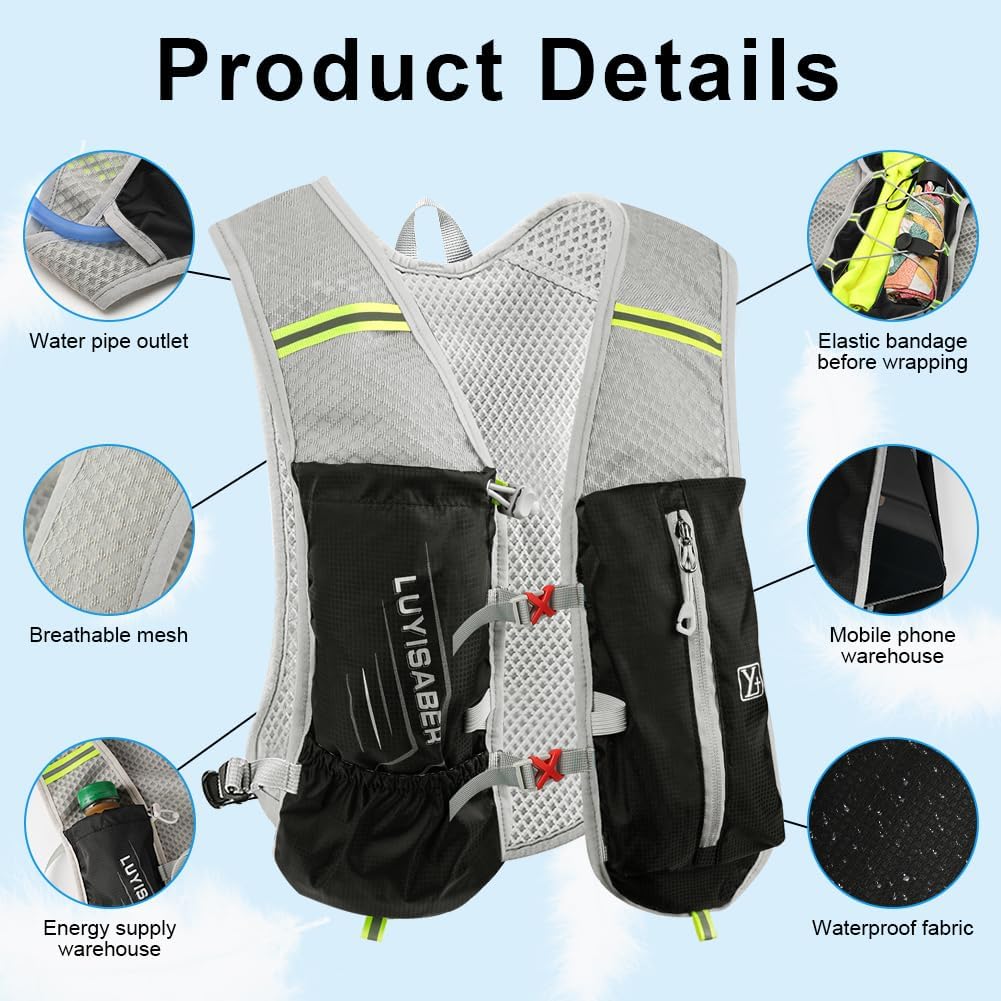 Thumbnail 1 de Flintronic 2,5L sac à dos d’hydratation pour course et vélo, ultraléger, bretelles ajustables et bandes réfléchissantes
