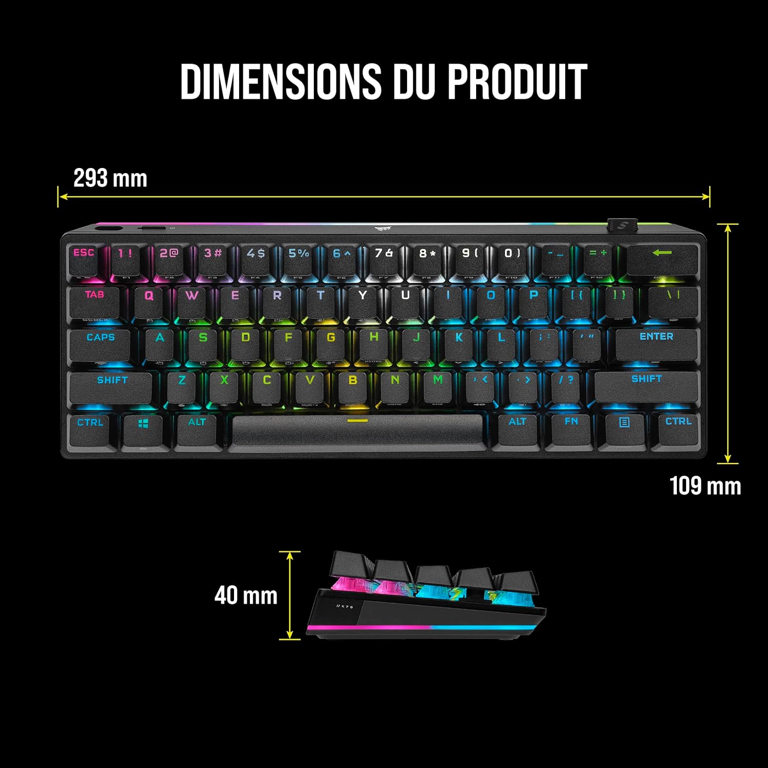 Thumbnail 6 de Corsair K70 Pro Mini Wireless RGB 60%: Clavier de jeu compact et polyvalent