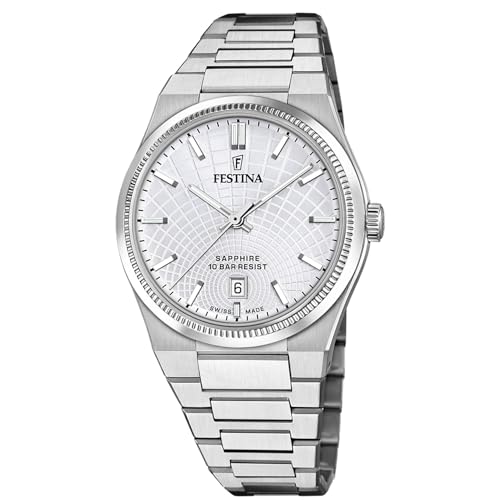 Detalle de Festina Swiss Made Montre Homme Analogique en Acier Inoxydable 316L Argenté