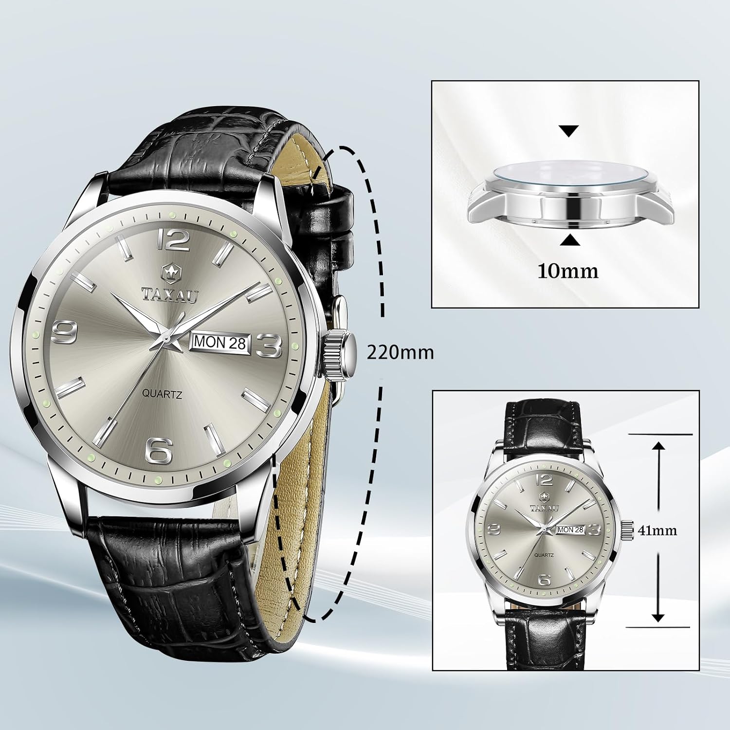 Thumbnail 5 de Taxau Herren Chronograph Uhr mit Lederarmband