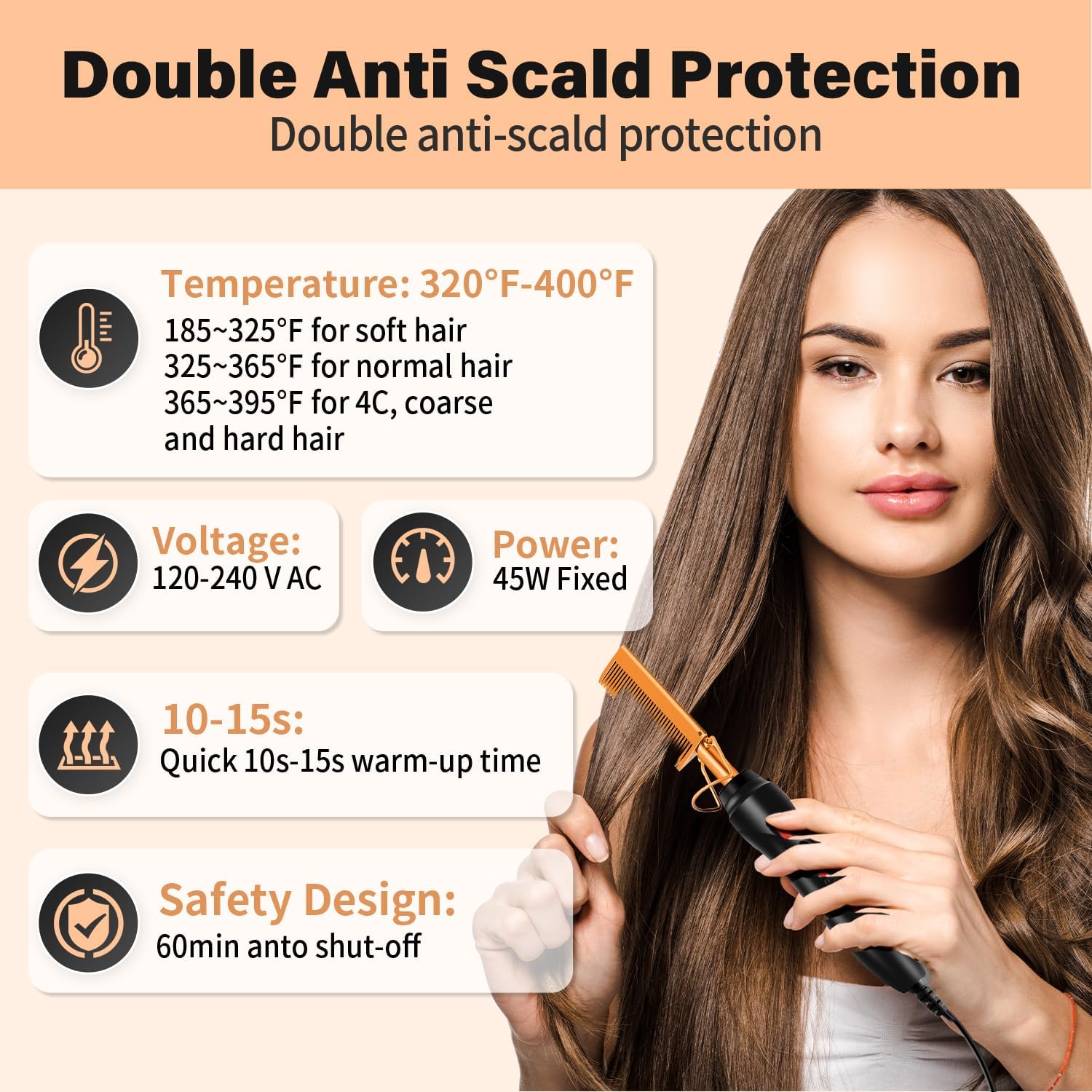 Detalle de PasaRose Hot Comb Hair Straightener Set — 10-Piece Kit for Easy, Natural Styling