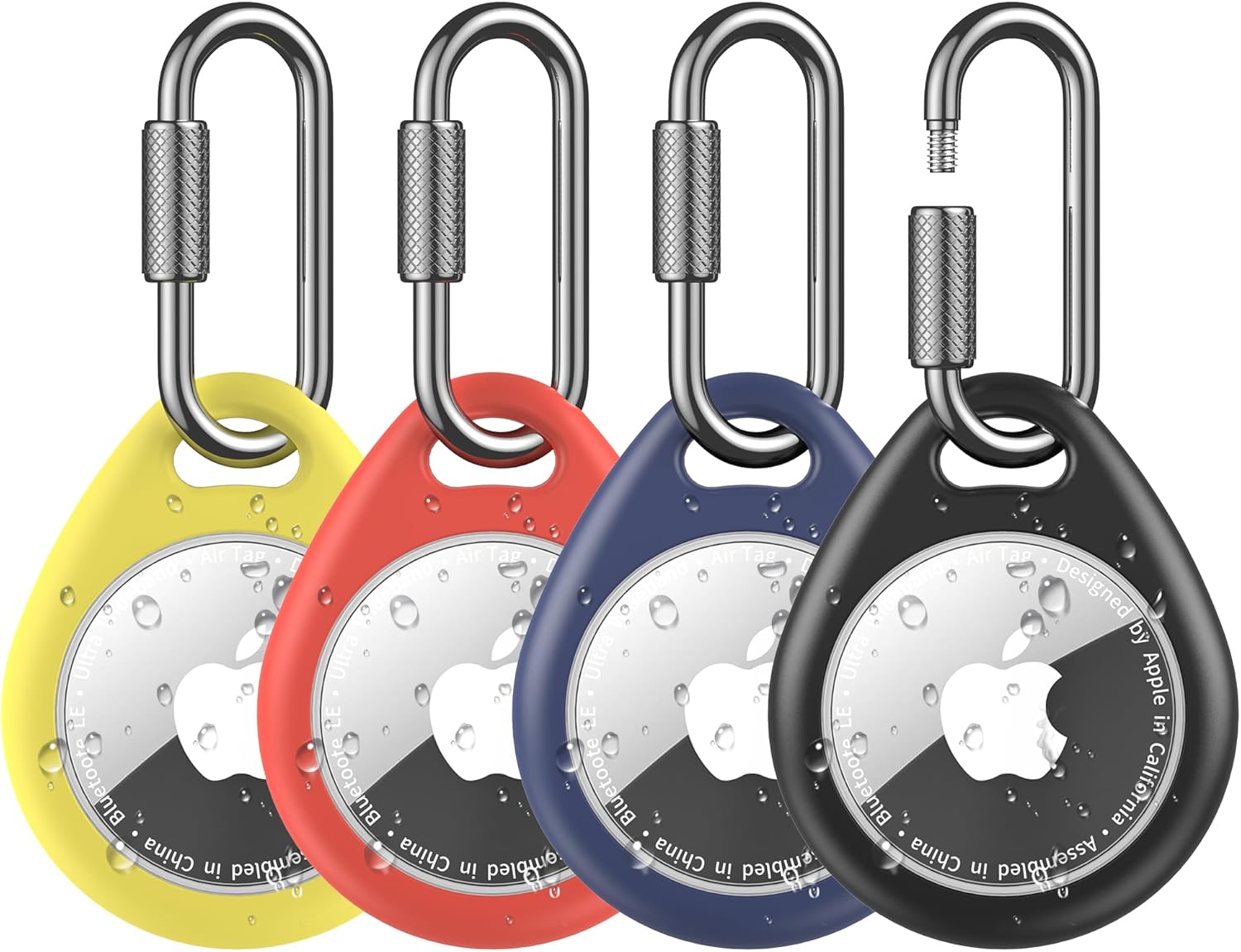 Detalle de Air Tag Holder Keychain TPU Case + Metal Carabiner (4-Pack) for Apple Air Tag 1st/2nd Gen