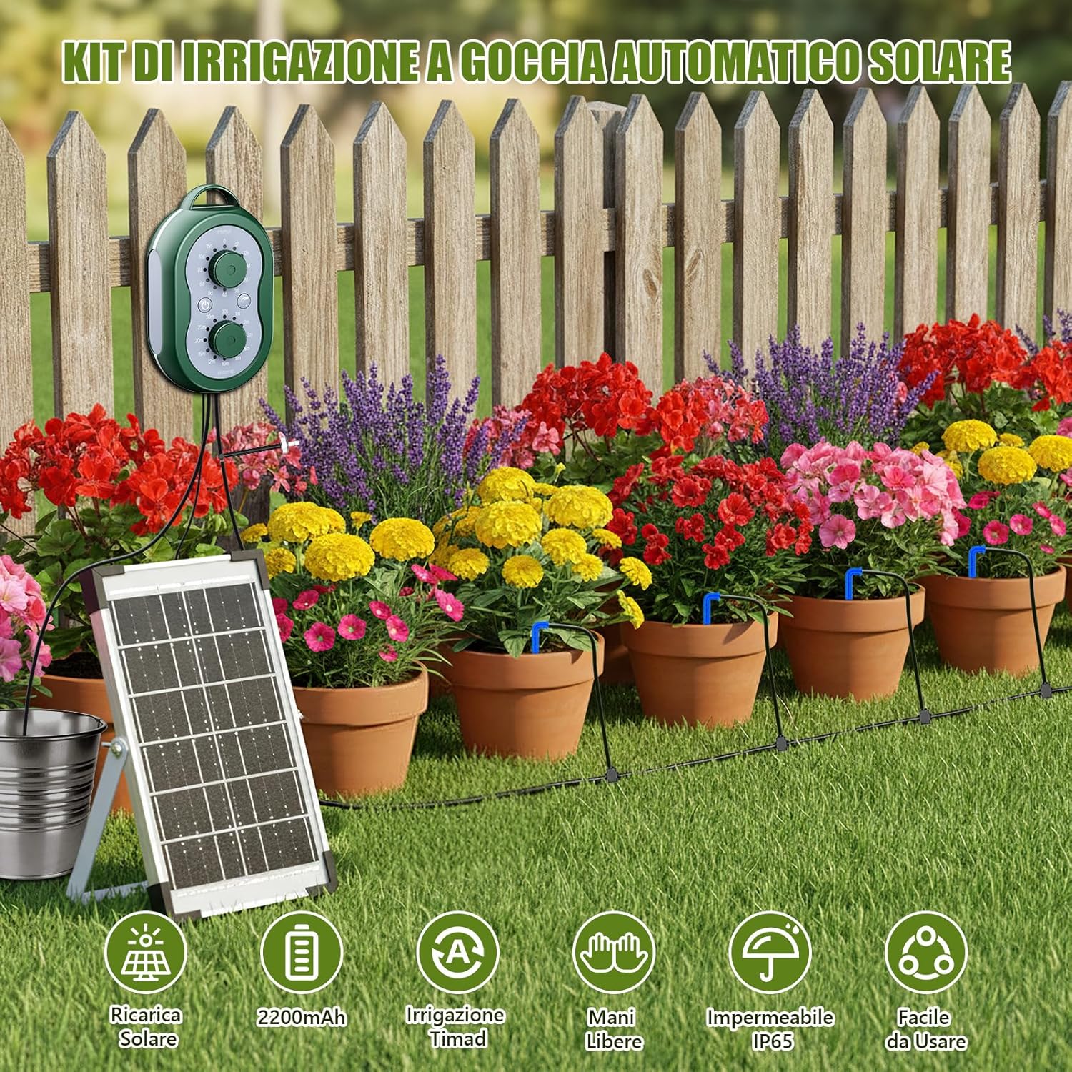 Detalle de Kit di Irrigazione Automatica Solare per 30 Piante in Vacanza
