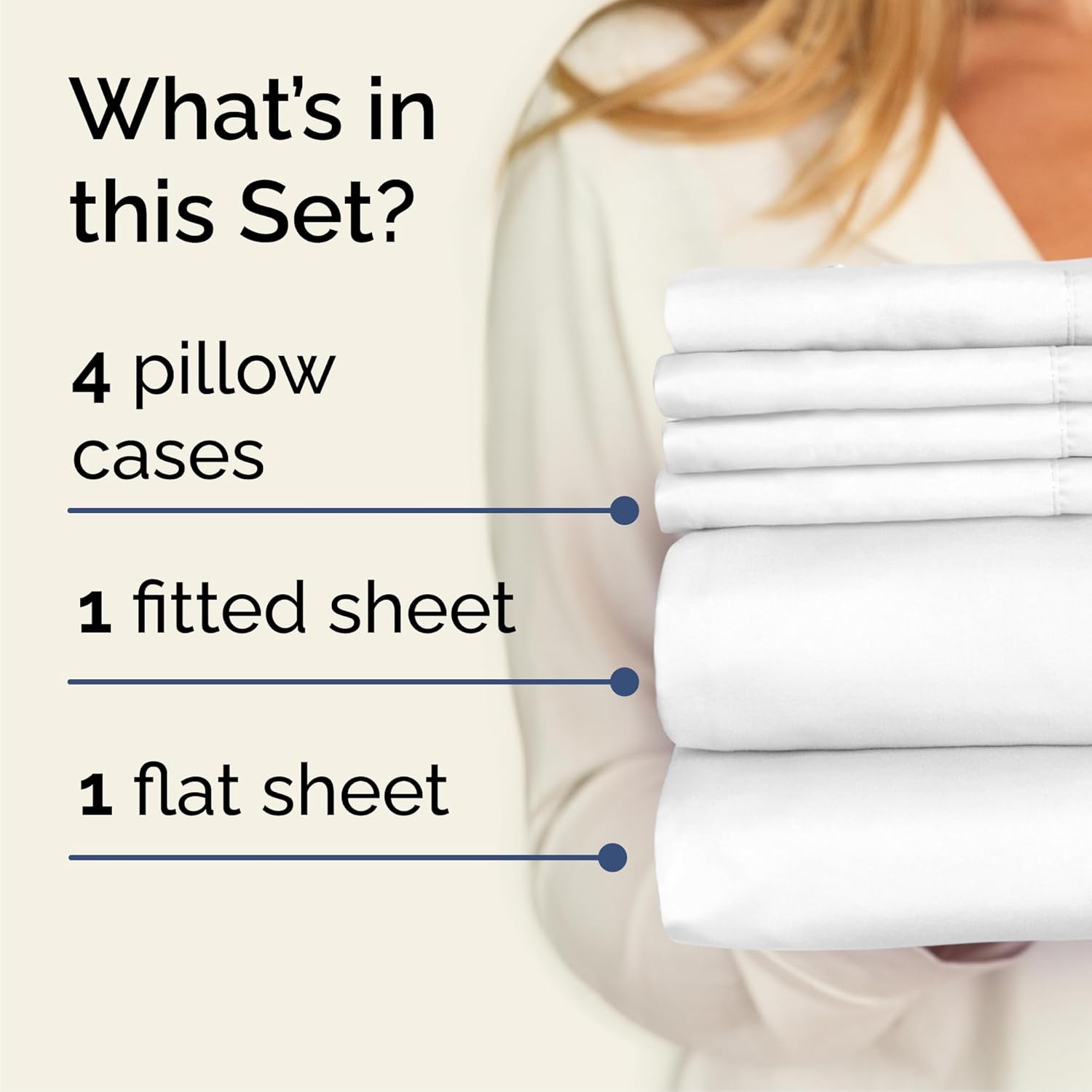 Thumbnail 1 de Cal King 6-Piece Sheet Set (White) with Deep Pockets - Brushed Microfiber Cooling & Wrinkle-Free
