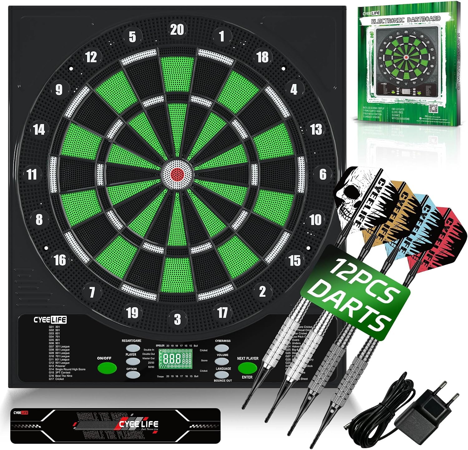 Detalle de CyeeLife electronic dartboard, 35 cm playing area