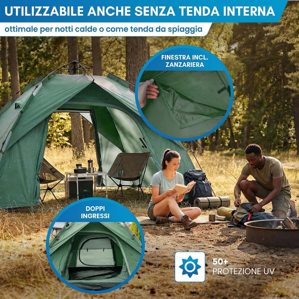 Thumbnail 5 de Nordmut Tenda Pop-Up 2-4 Persone – Montaggio Istantaneo, Impermeabile e Ventilata