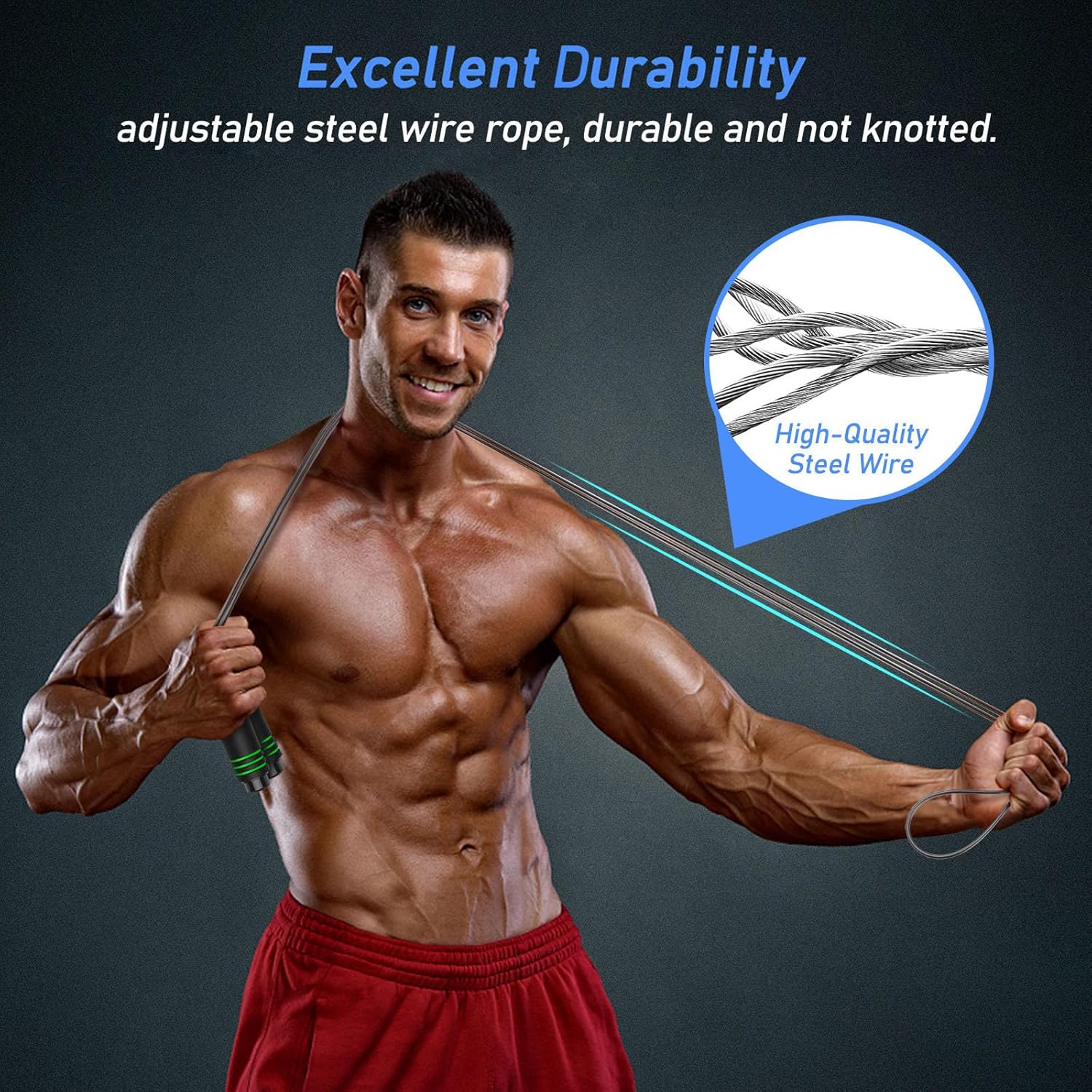 Thumbnail 2 de Blukar Skipping Rope: Speed Jump Rope with Tangle-Free Cord, 360° Bearings and Soft Foam Handles
