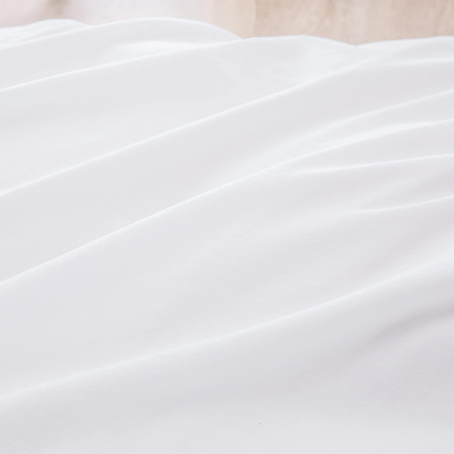 Detalle de BESTOUCH Cotton Solid Duvet Cover Set Linen Feel Bright White, Super King (3 pieces)