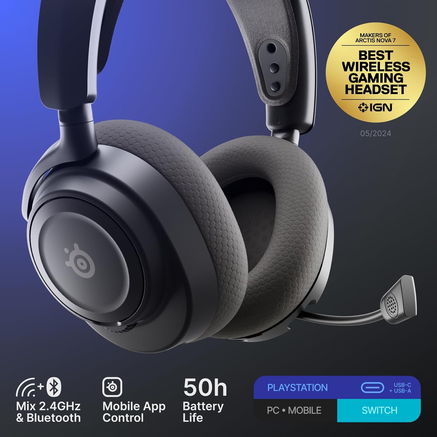 Detalle 2 de SteelSeries Arctis Nova 7P Wireless Gen 2 Gaming Headset