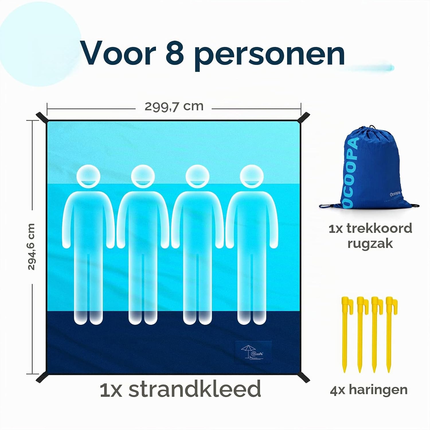 Detalle 1 de OCOOPA S09-BL-XXL stranddeken 280 x 300 cm, zandbestendig en waterafstotend