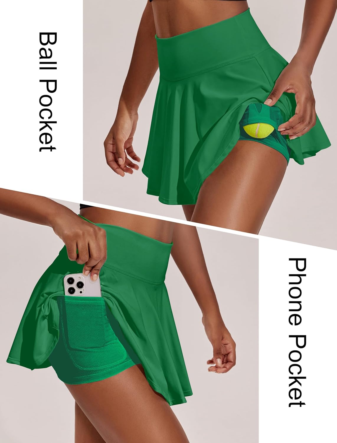 Detalle de PINSPARK Pleated Women's Tennis Skort with Pockets and High Waist