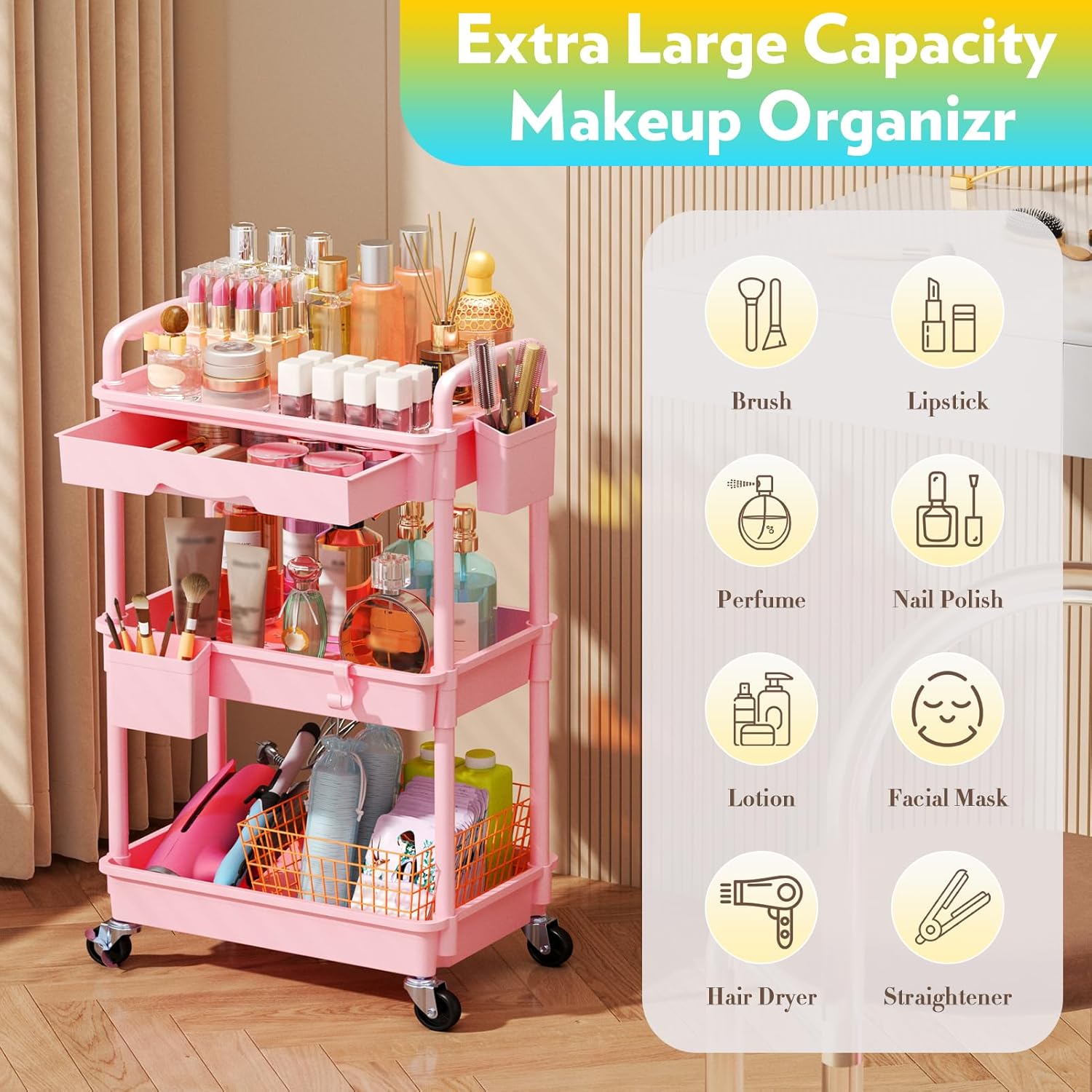 Thumbnail 3 de SUNALLY Makeup Cart Organizer 1 Drawer