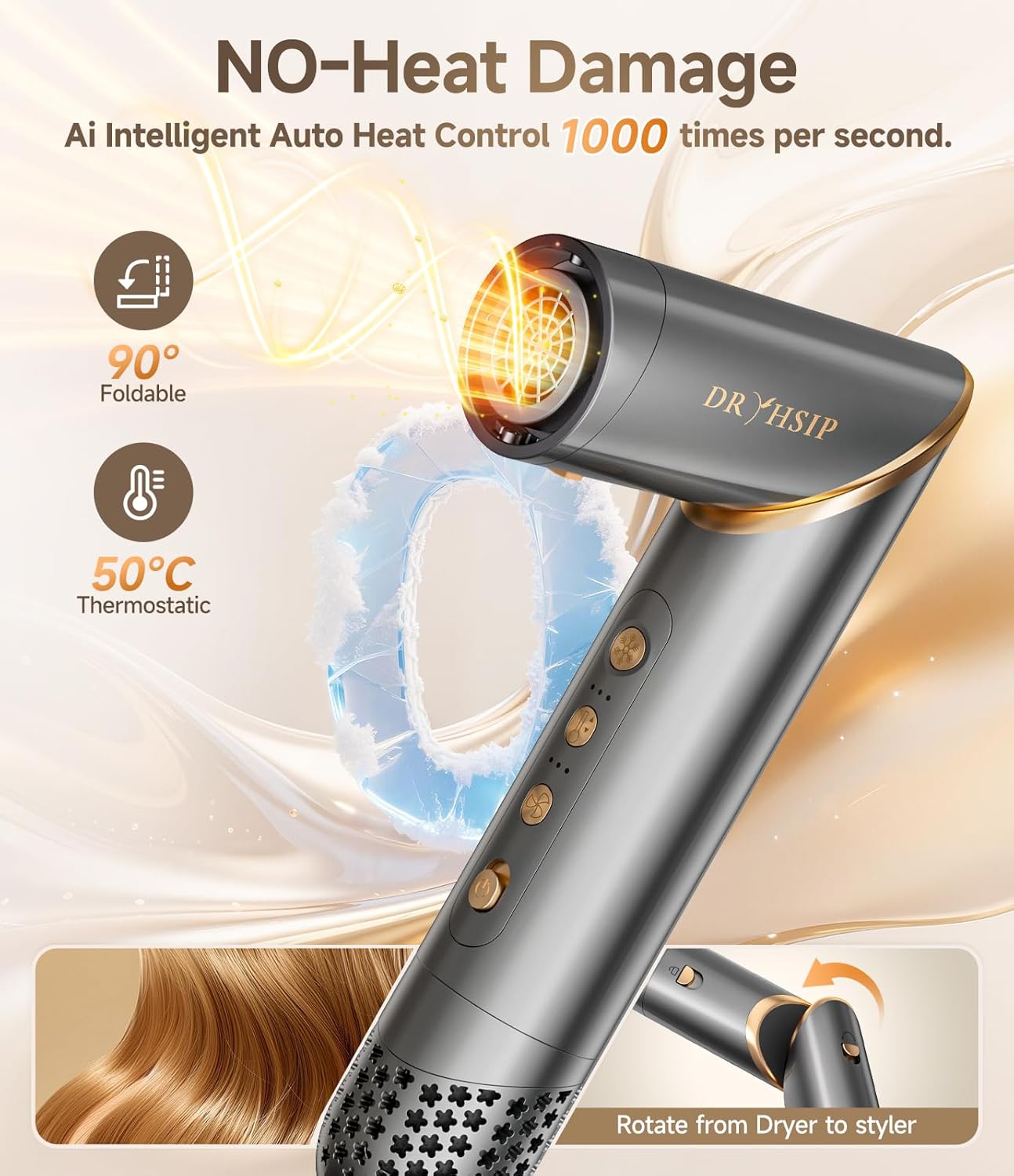 Detalle de 8 in 1 Hair Styler & Air Dryer Wrap Curler - Gray