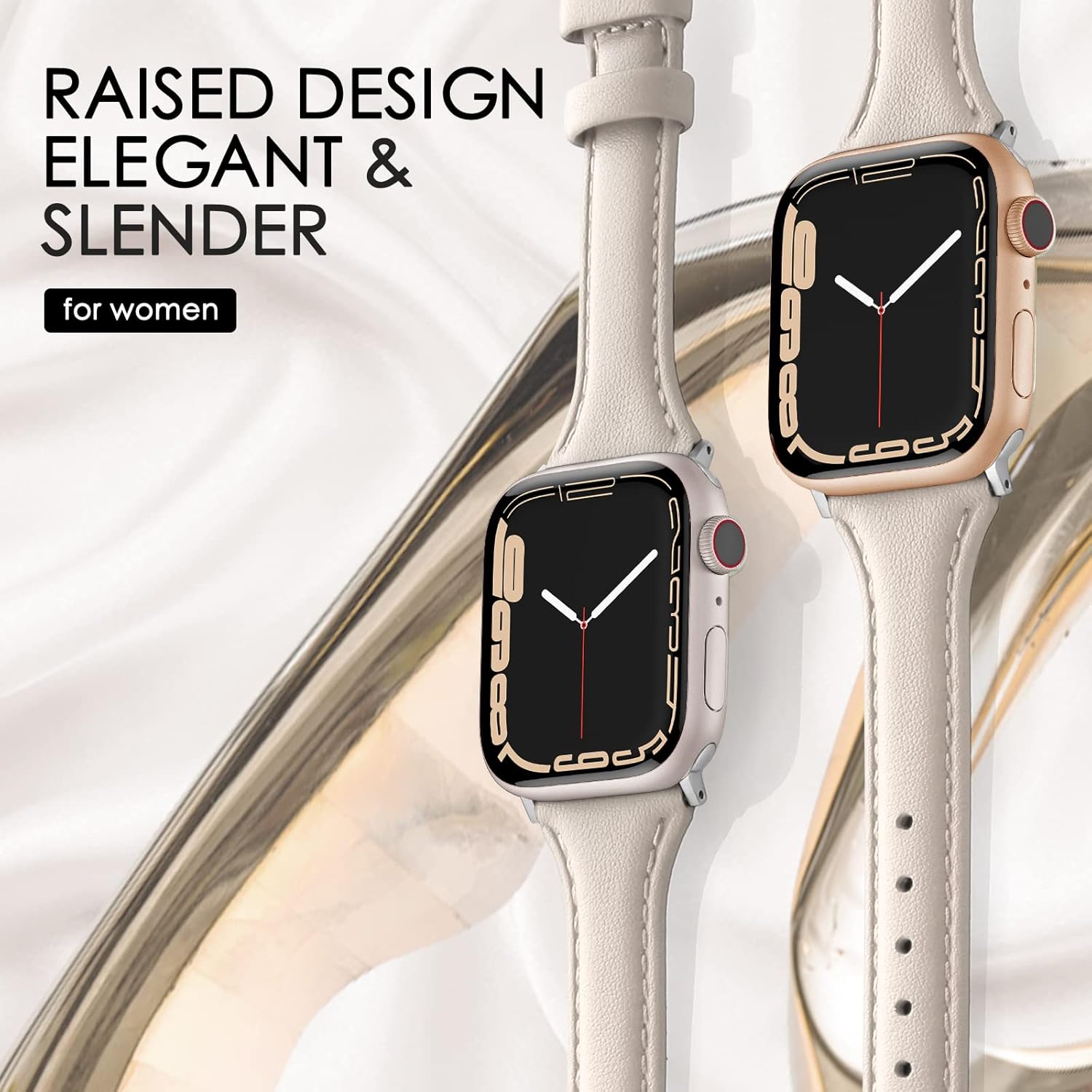 Thumbnail 1 de Tuocal genuine leather strap for Apple Watch (38/40/41/42mm) – Series 10 and SE Sport Edition (soft elegant replacement)