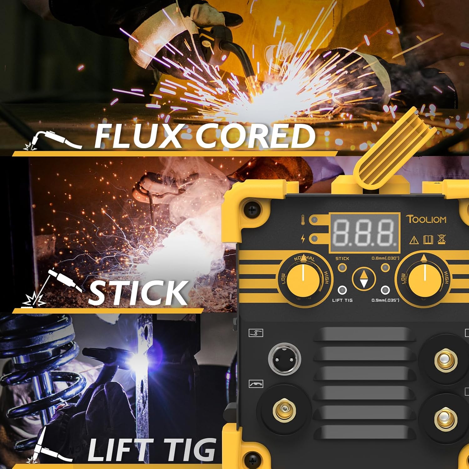 Thumbnail 2 de TOOLIOM 135A Mini MIG Welder (Flux Core / Gasless) – 3-in-1 110V Portable Inverter Machine