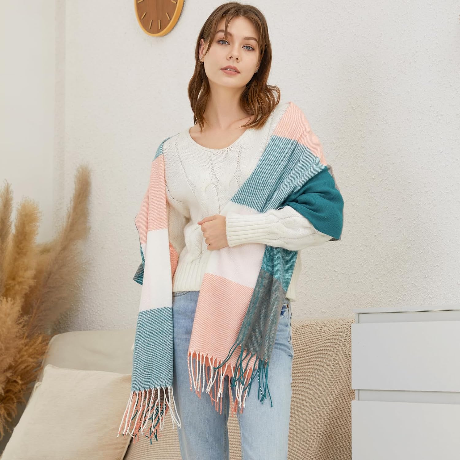 Thumbnail 3 de Chalier Fashion Checked Long Scarf for Women 🧣