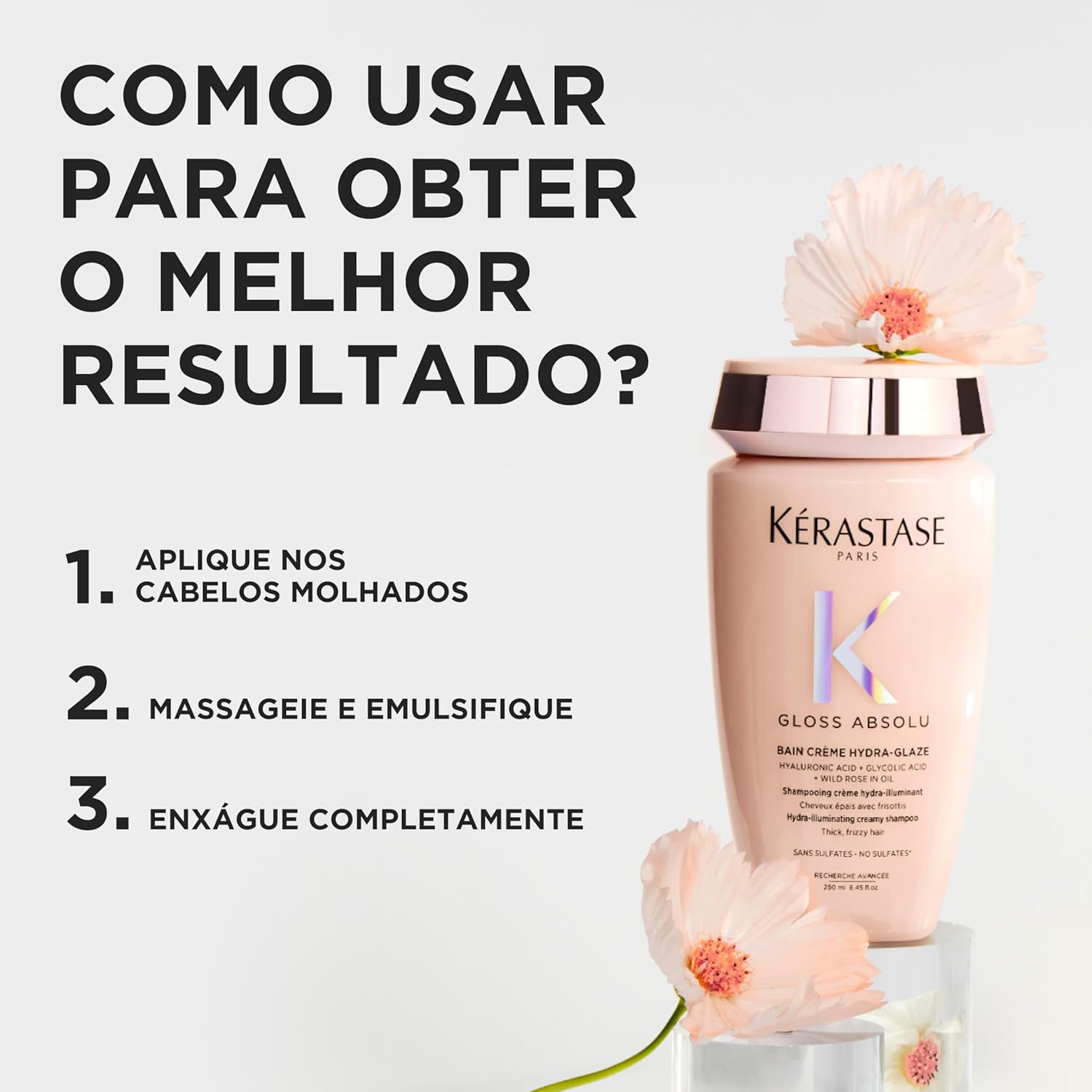 Detalle 2 de Kérastase Gloss Absolu Bain Crème Hydra-Glaze Shampoo: Hydration, Shine and Curl Definition
