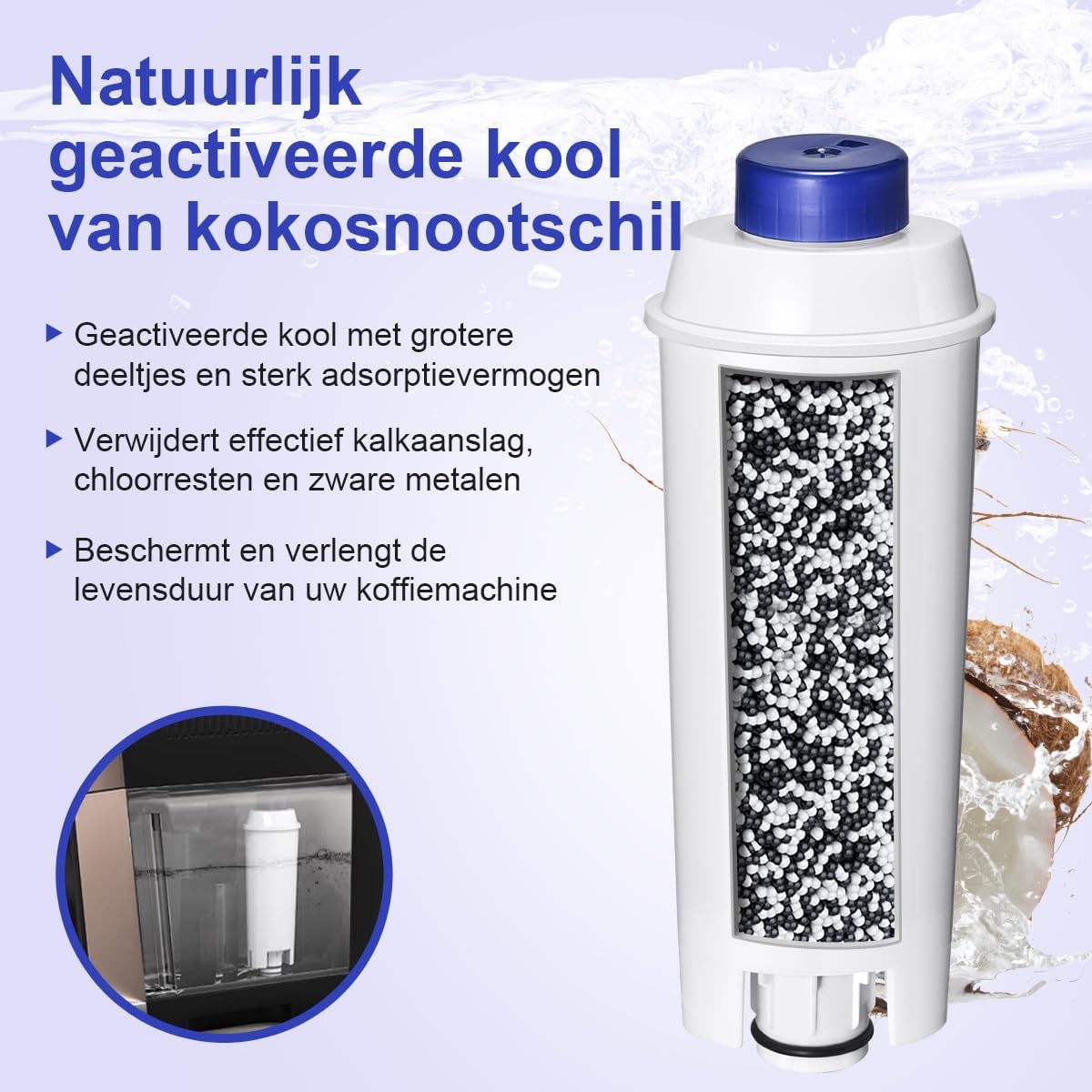 Detalle 2 de FILSWA FW600 waterfilters voor De’Longhi, set van 6 voor ECAM en Magnifica