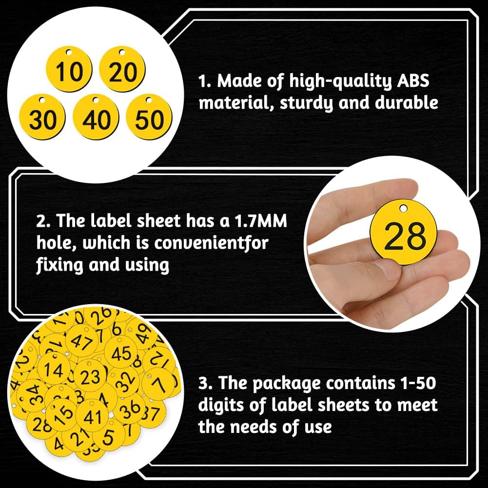 Thumbnail 3 de OFFCUP Étiquettes numérotées en plastique 1 à 50 pour porte-clés et casiers