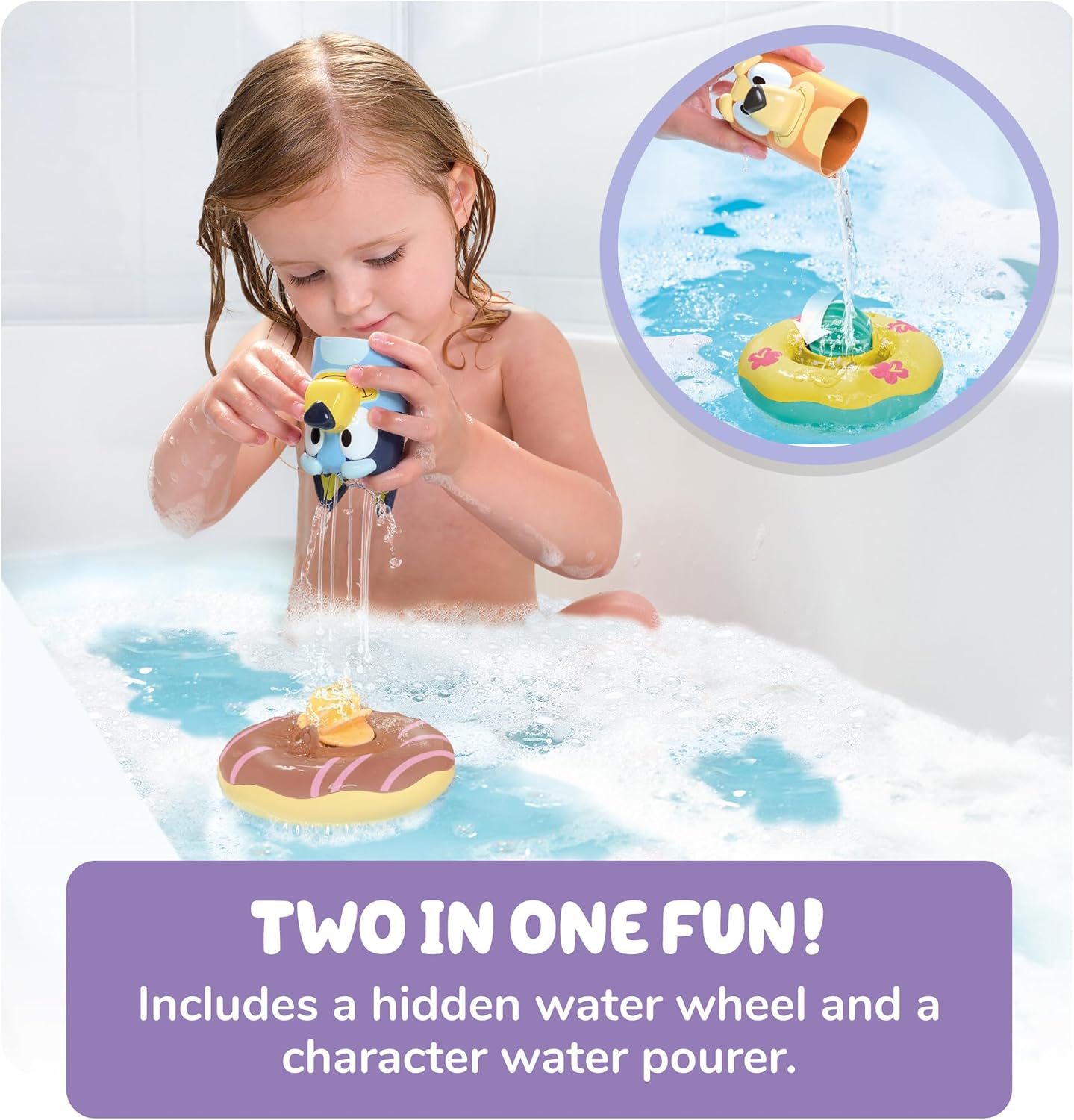 Thumbnail 4 de Tomy Toomies – Giocattolo da Bagno Bluey e Bingo in Boa, 2 pezzi con ruote ad acqua (licenza ufficiale) per bambini dai 18 mesi
