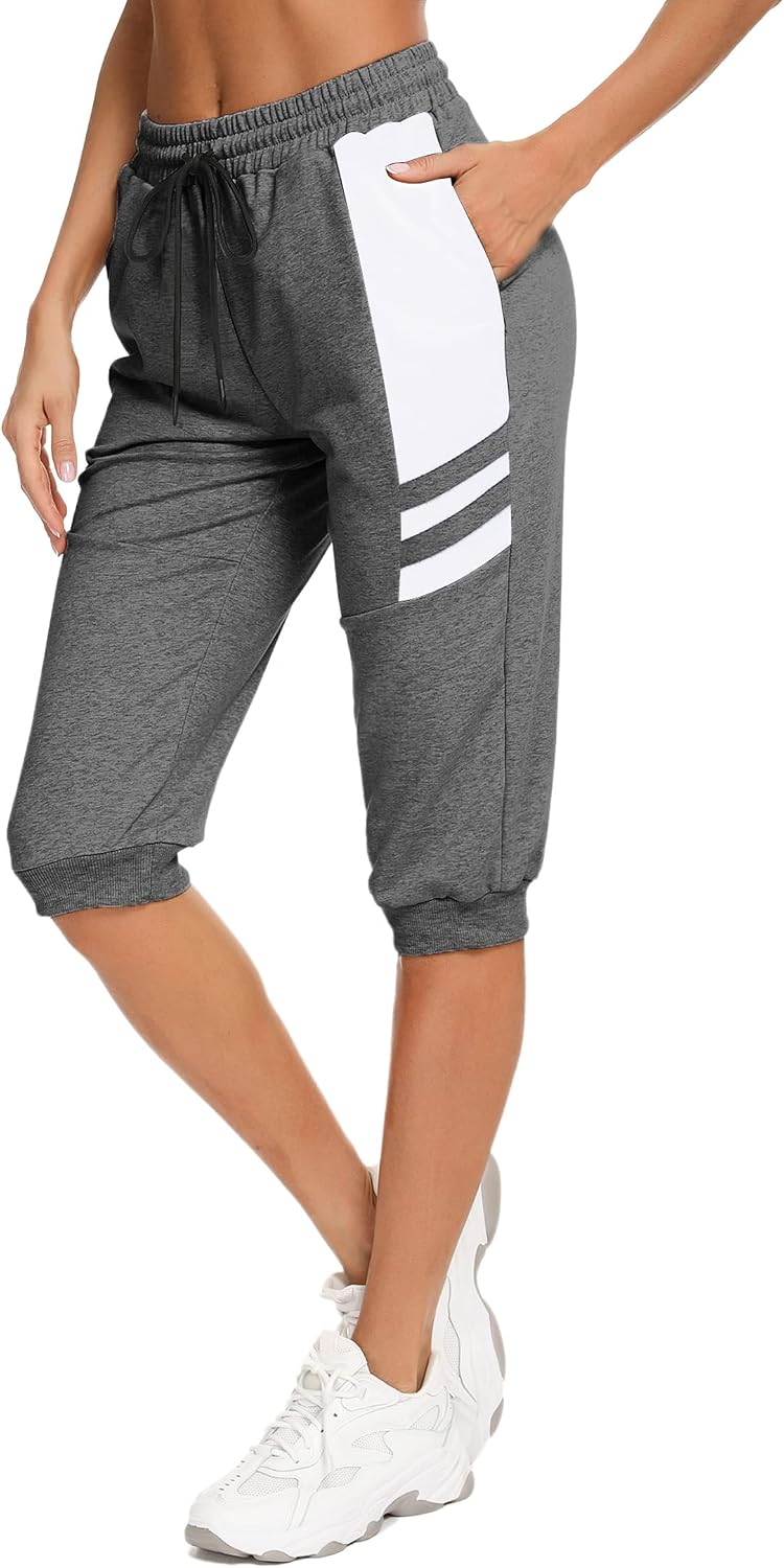 Detalle de Terecey pantacourt femme 3/4 en coton respirant, taille haute à cordon et poches