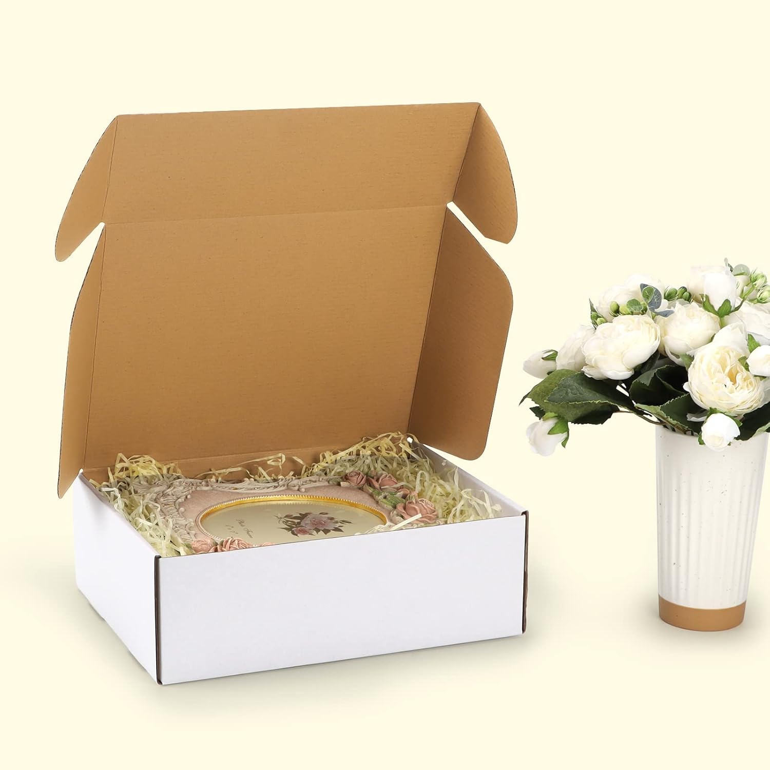 Thumbnail 5 de HORLIMER 20 Pack 12x9x4 inch White Corrugated Shipping Boxes