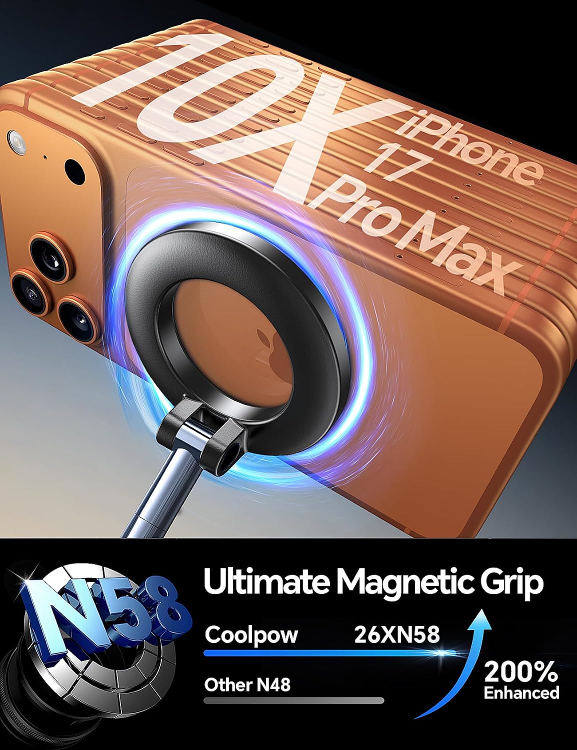 Detalle 2 de Coolpow Magnetic Car Phone Mount with Vacuum Suction