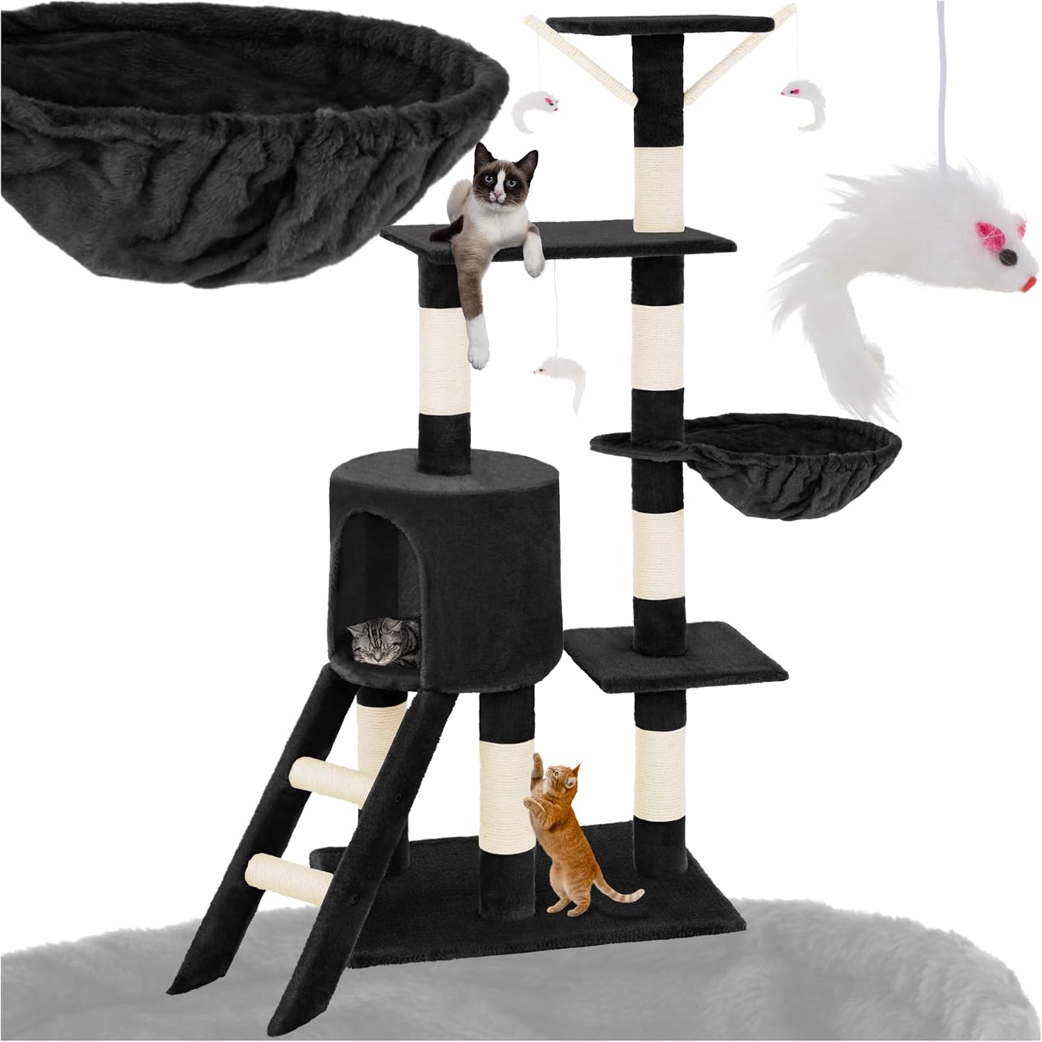 Detalle de tectake Arbol Rascador para Gatos 144 cm