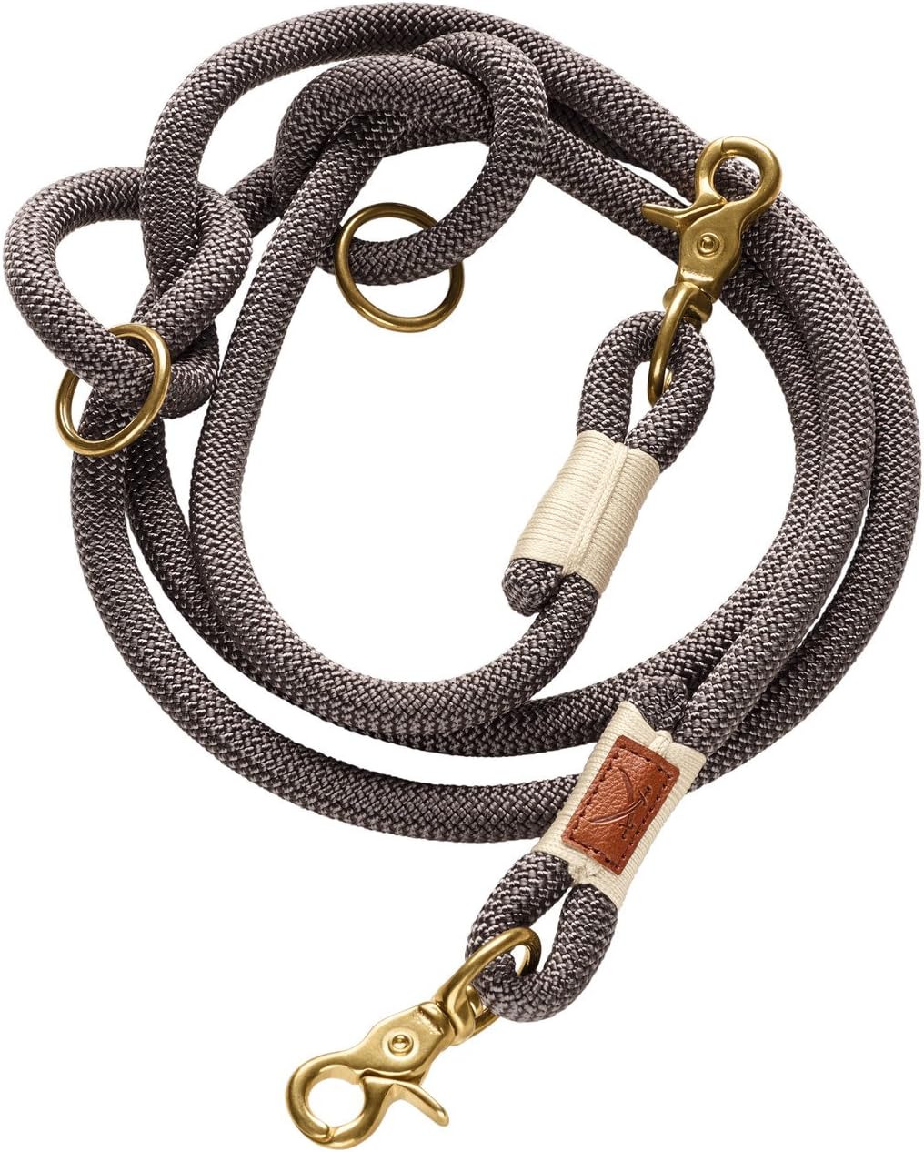 Detalle 2 de HUNTER Verstellbare Hundeführleine Sansibar Rantum – beige, 200 cm, 12 mm, Tau-Material mit Messingbeschlägen