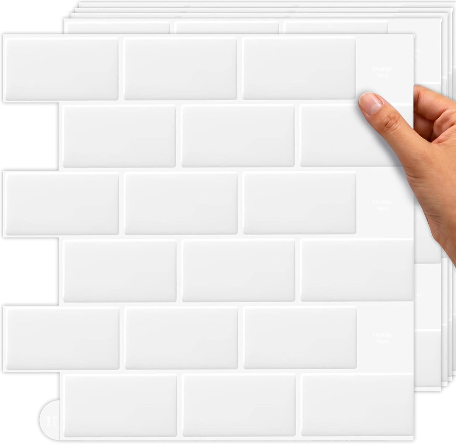 Detalle de TradeDownCo Peel & Stick Wall Tiles (10 Sheets) – Premium Self-Adhesive 12" x 12" Tiles in Cloud White