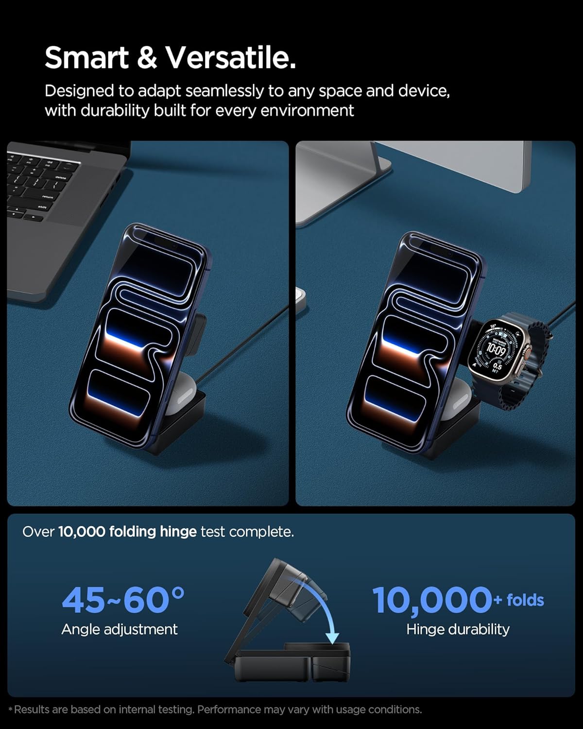 Thumbnail 3 de Spigen Essential Qi2.2 25W Chargeur sans fil MagSafe 3-en-1 (avec câble USB-C 2 m) Station de charge pour iPhone, AirPods et Apple Watch