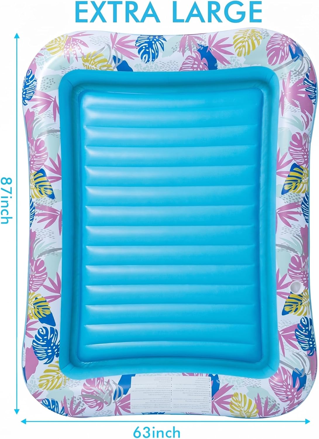 Detalle 2 de OKSUWATER Tanning Pool Lounger Float (87" x 63", Blue, XL) with Headrest, Cup Holder, and Heavy-Duty Design