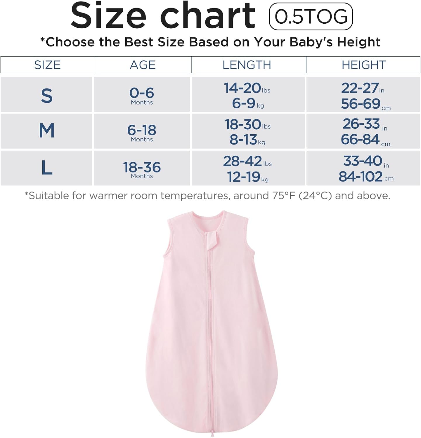 Thumbnail 5 de Duomiaomiao Baby Sleeping Bag 0.5 TOG Summer Sleep Sack (100% Cotton) – Pink, 18–36 Months