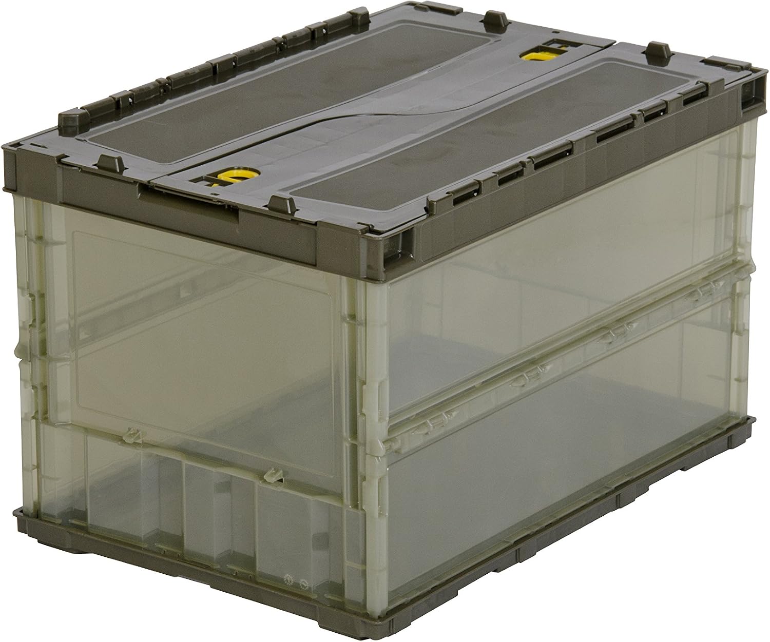 Detalle de トラスコ中山(TRUSCO) TSKC50B-OD 折りたたみコンテナ 50L オリーブドラブ ロックフタ付