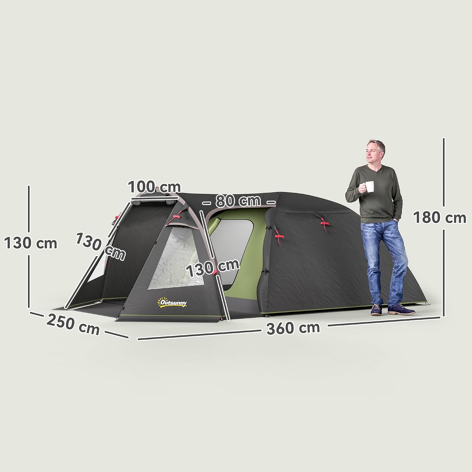 Thumbnail 6 de Outsunny Tente de Camping familiale 2-4 Personnes