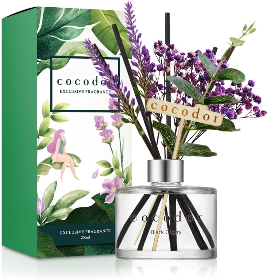 Detalle de Cocod'or PDI00492 Reed Diffuser, Black Cherry, 200 ml Glass Bottle
