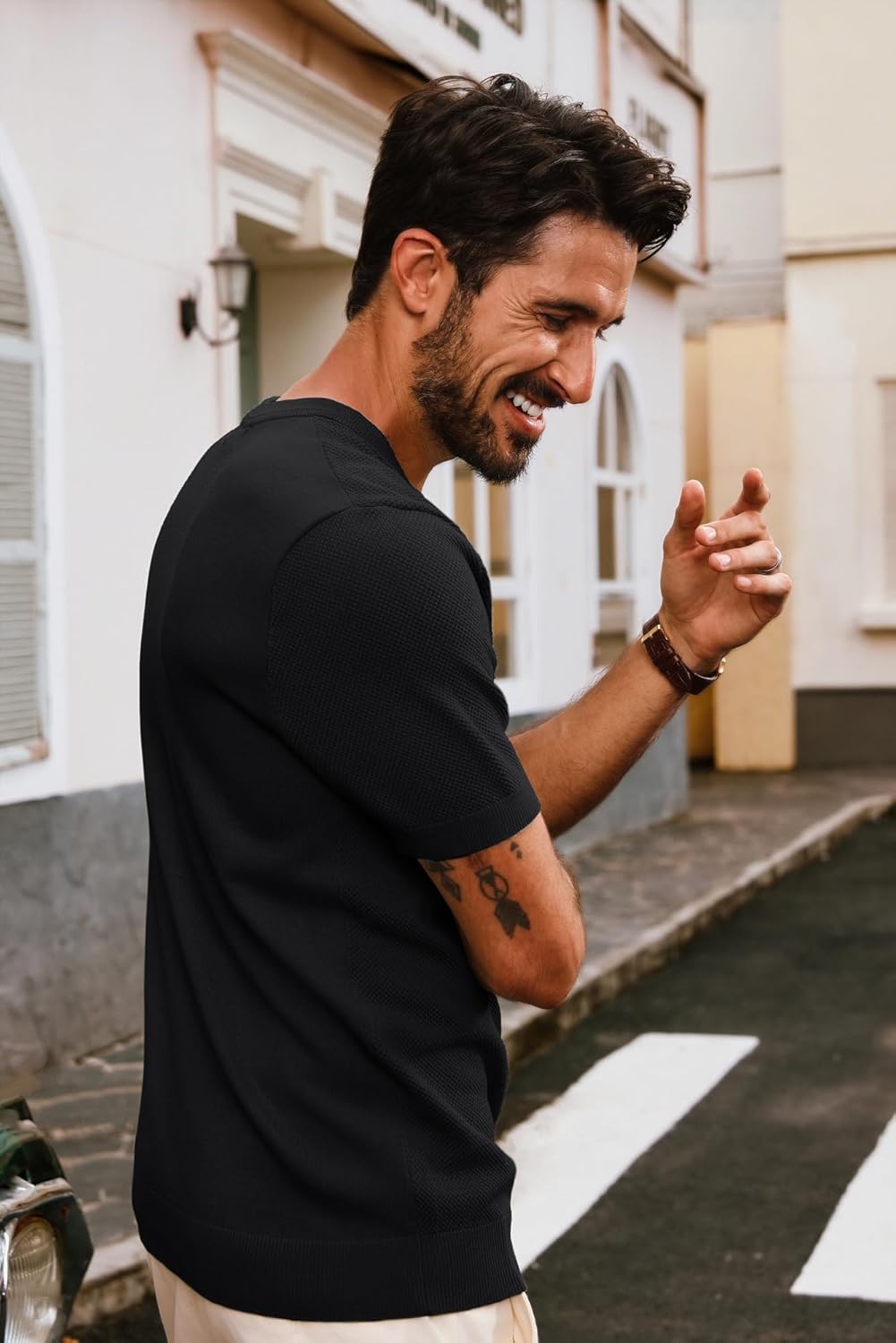 Thumbnail 2 de PJ PAUL JONES Herren Kurzarm Sommer-Strick-T-Shirt mit Rundhals