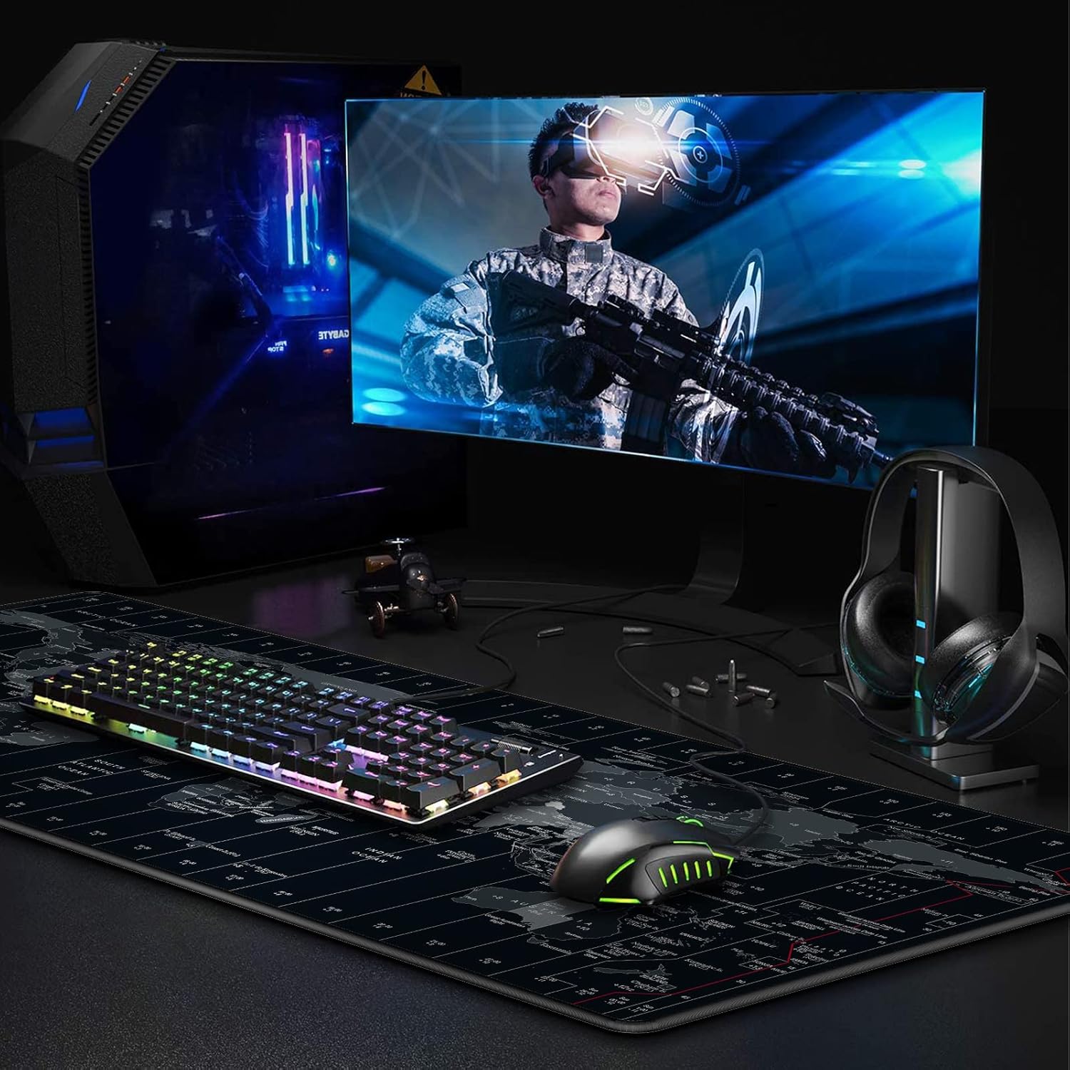 Thumbnail 6 de JIALONG Large Mouse Mat – 900x400mm World Map Desk Pad for Gaming and Office