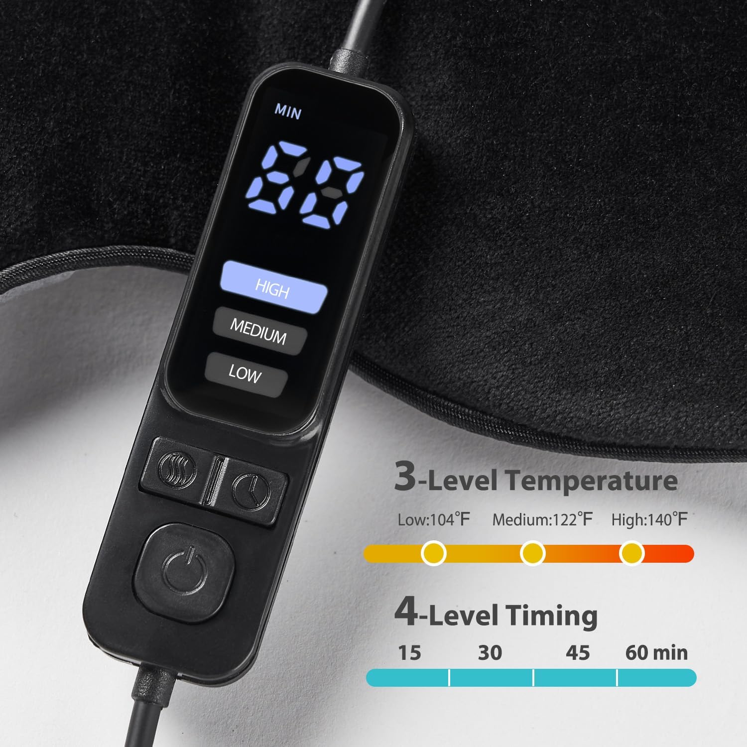 Detalle de Ezona 51-00LC-BK10-04 Heated Eye Mask, USB-Powered with Heat and Timer Controls