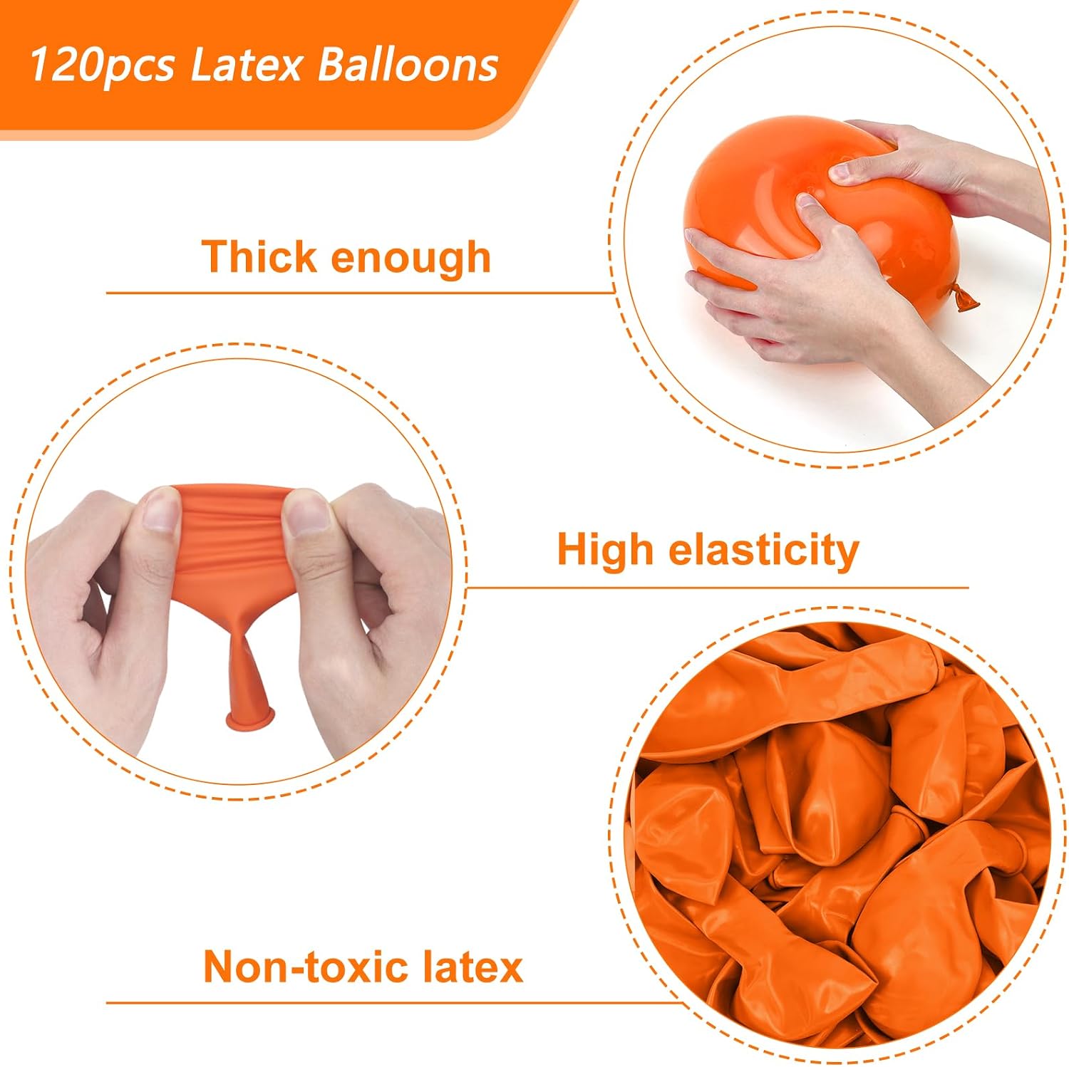 Detalle de RUBFAC Orange Latex Balloons, 120 Count, 12-Inch Round Party Decorations