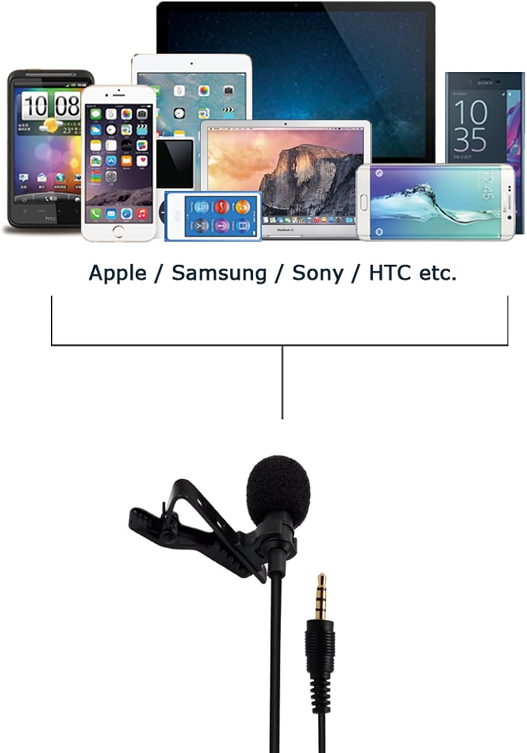 Detalle 1 de AGPTEK Lavalier Mikrofon für Handy und PC – 2 m Clip-Mikrofon mit 3,5 mm Klinke