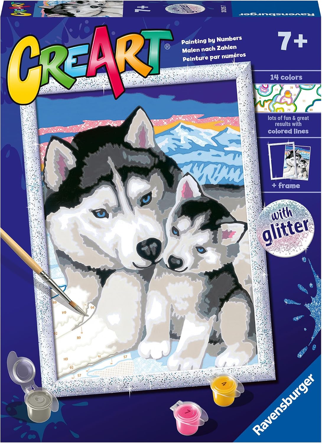 Detalle de Ravensburger Creart Husky dipingi con i numeri 18x24 cm 🎨