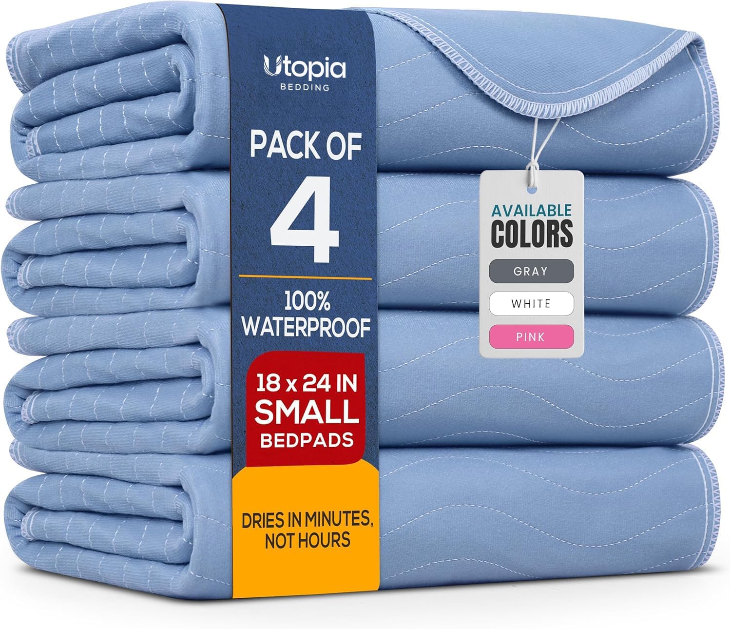 Detalle de Utopia Bedding UB2395 Washable Bed Pads, 4-Pack, Heavy Absorbency, Blue