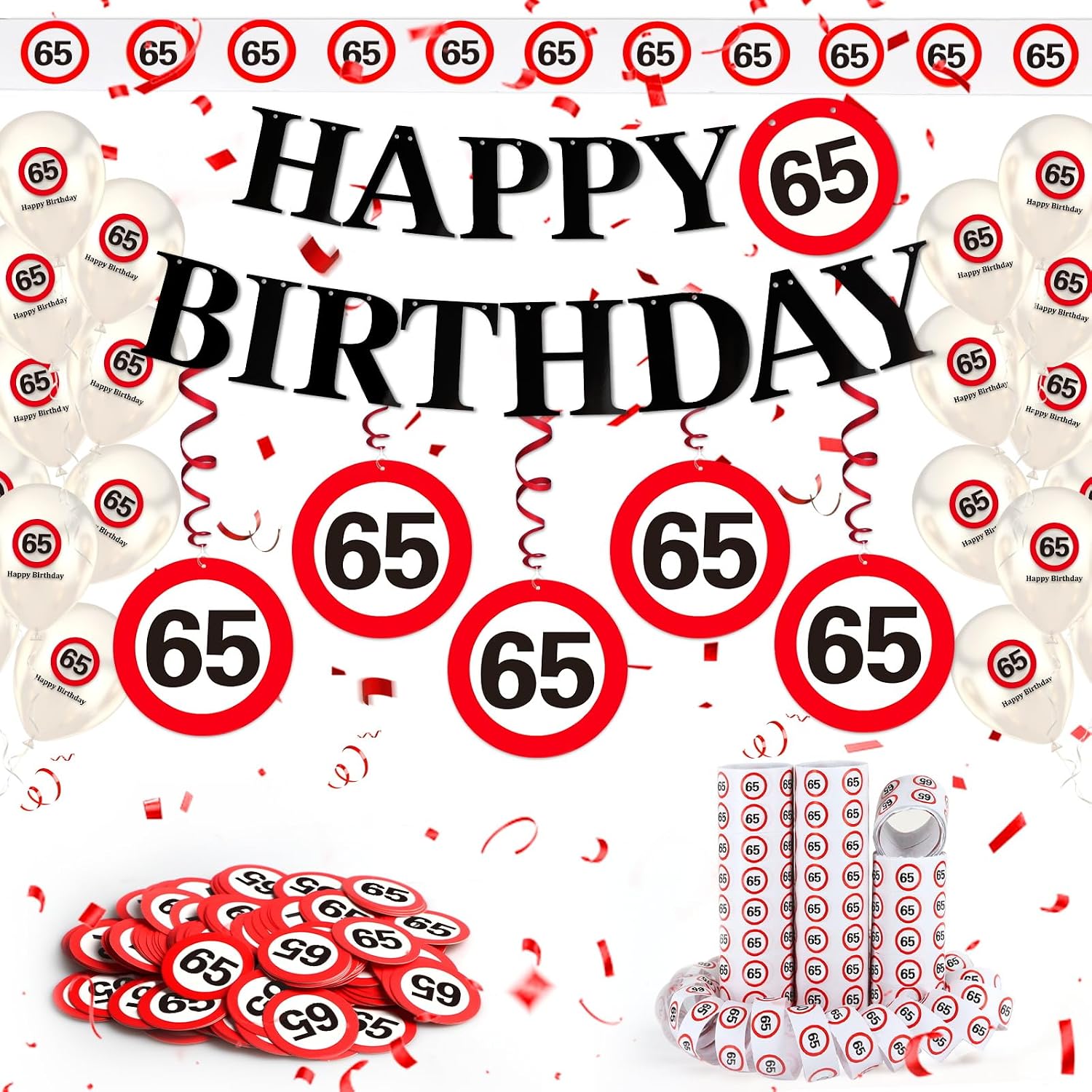 Thumbnail 6 de WenmthG 60. Geburtstag Deko-Set mit Verkehrsschild, Girlande, Ballons, Konfetti und Luftschlangen