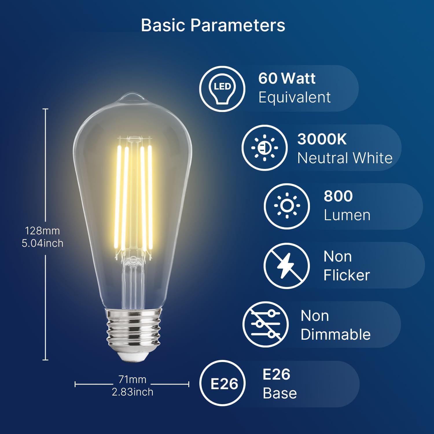 Detalle 2 de FLSNT ST19 Dusk-to-Dawn Outdoor LED Bulbs, 800 Lumens, 3000K, 2-Pack